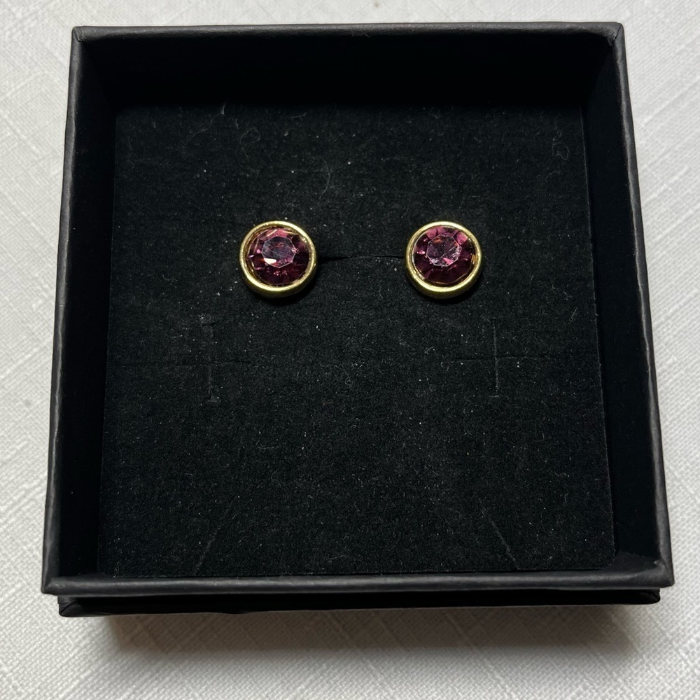 Vintage Gold and Purple Stud Earrings. Swarovski America Ltd, Swarovski crystals